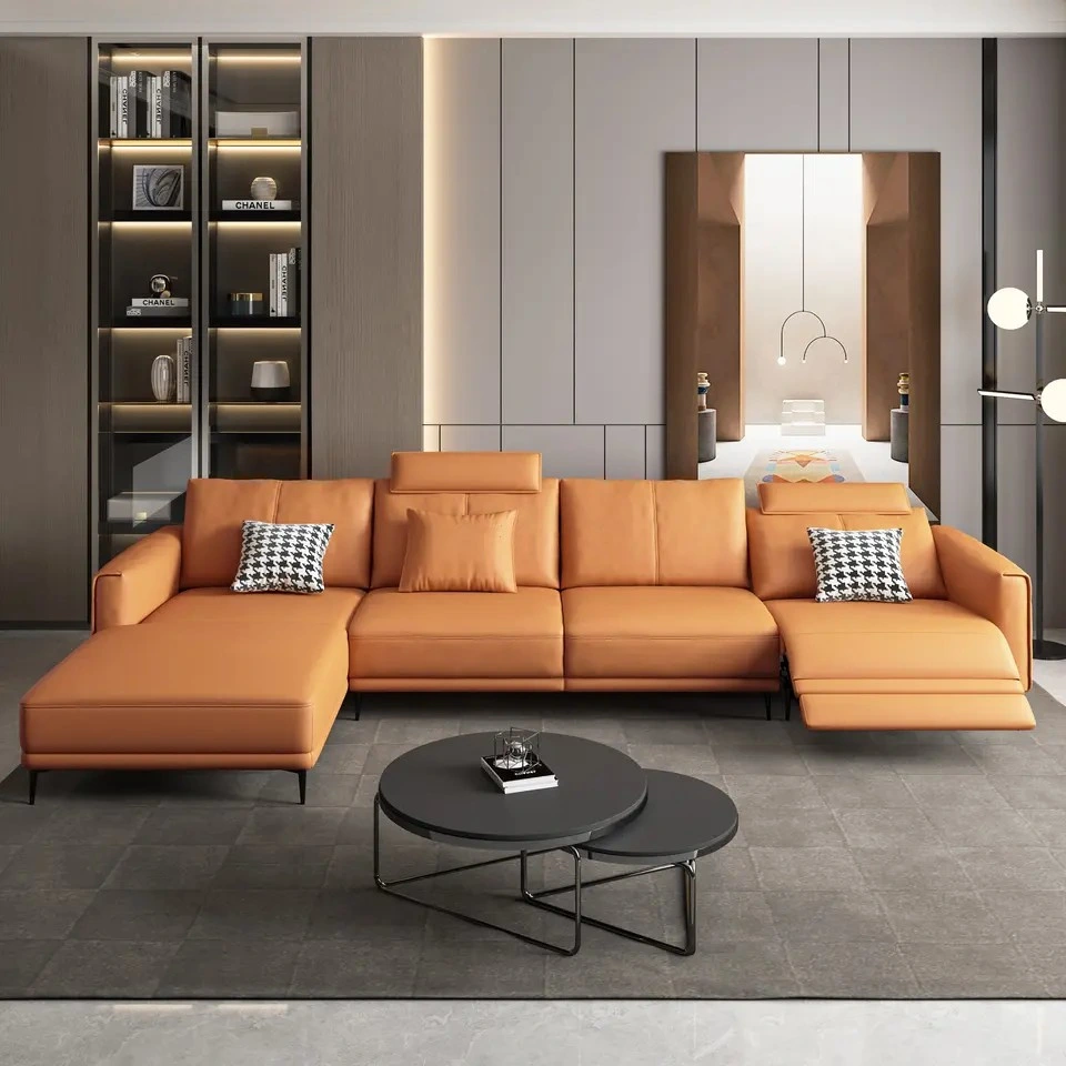 New Deign Home Living Room Furniture Modern Luxury Sofa Set 1 2 3 Seater Sofas Metal Leather Sofas