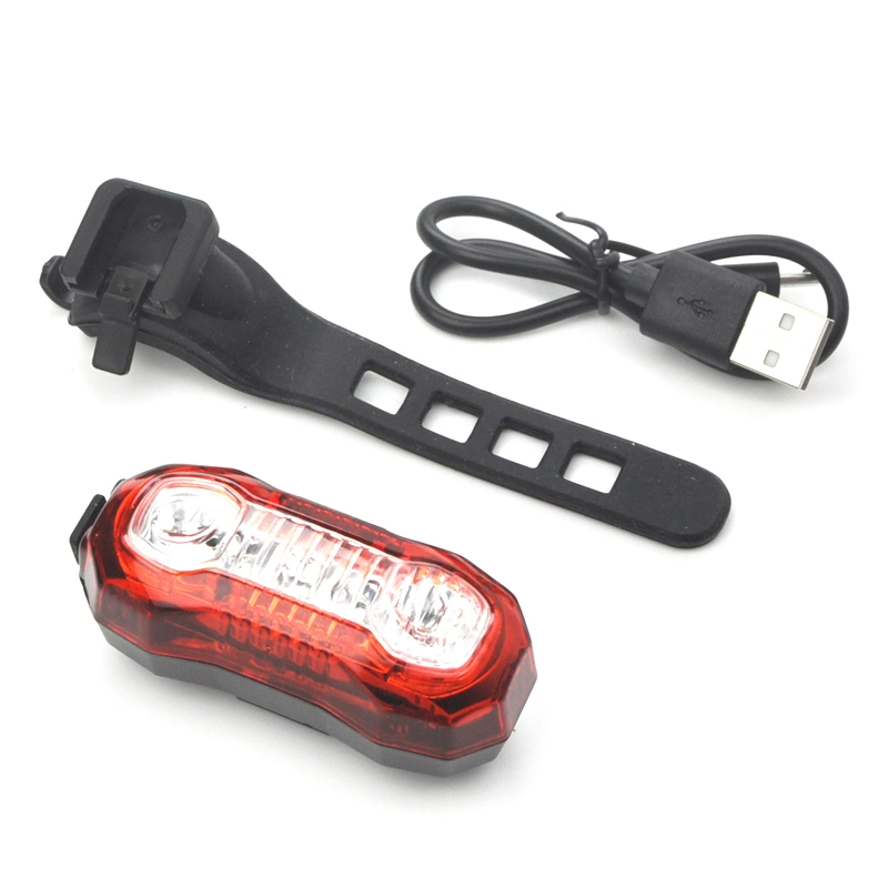 Made in China multifunción recargables USB bicicleta LED Resalte el Parche 5 Cola de la luz roja trasera de la seguridad de Ciclismo Bicicleta Lightbright LUZ DE BICICLETA