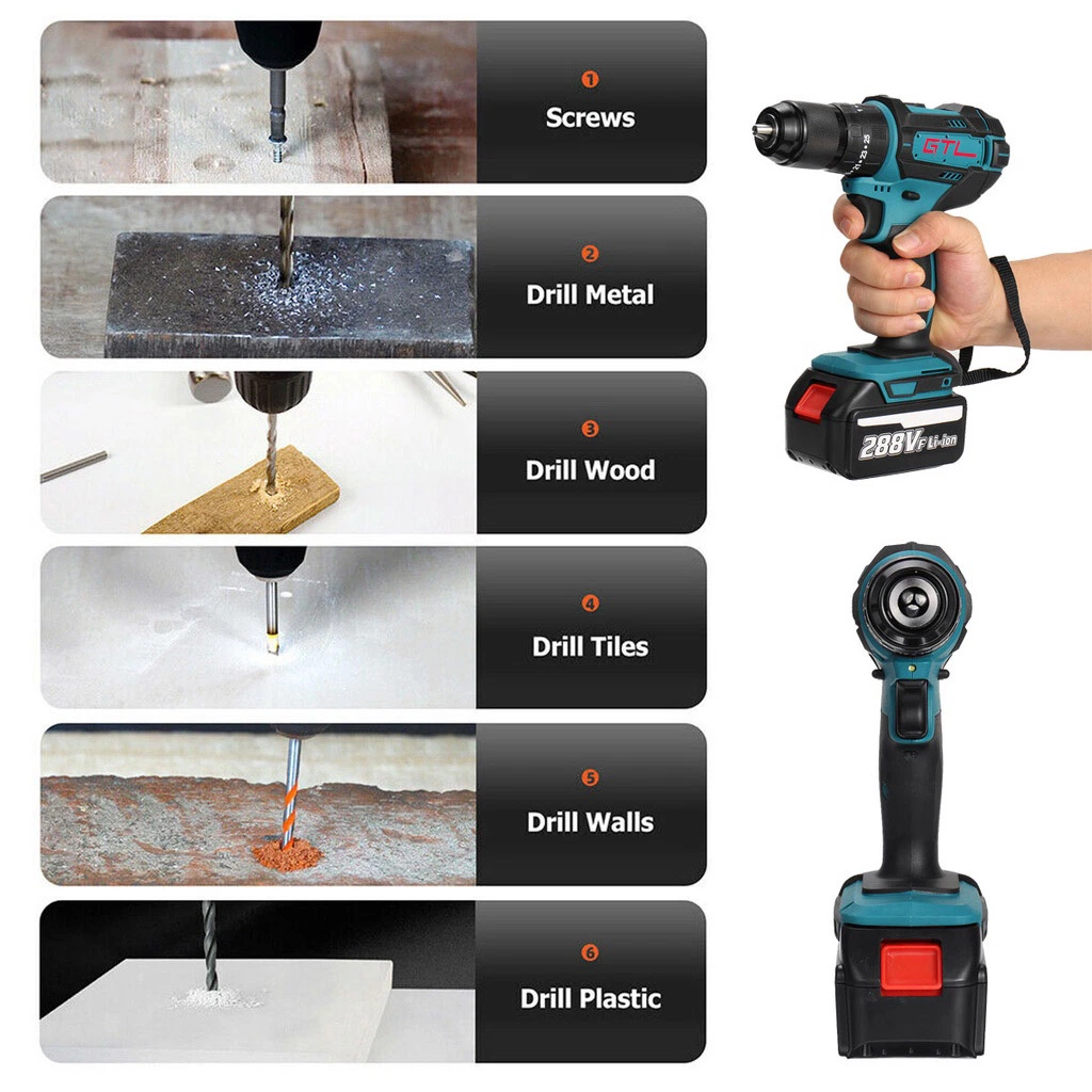 10mm /13mm Keyless Chuck 18V Cordless Drill Two Speed Electric Drill with Work Light & Magnet Slice (CD008L)