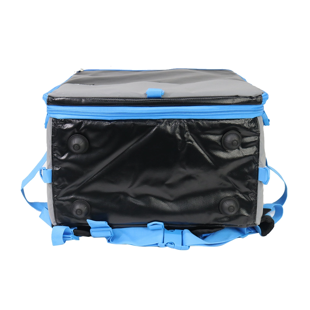 OEM Reusable 500d PVC Thermal Waterproof Delivery Backpack Extra Large Insulated Thermal Lunch Aluminium Foil Cooler Bag Bike Food Delivery Bag with Zipper