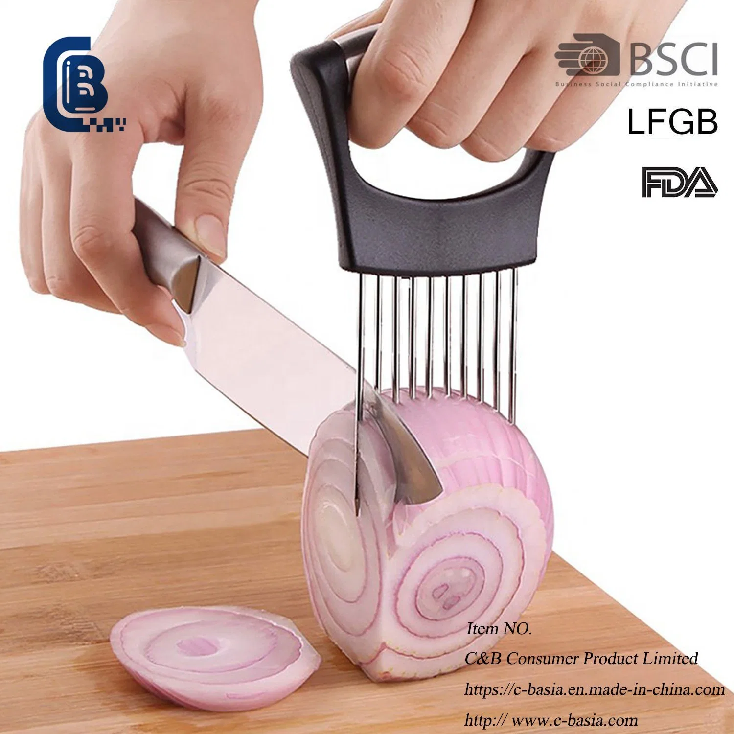 Stainless Steel Onino Slicer, Vegetable Tomato Lemon Meat Holder Slicer Cutting Tool, Kitchenware