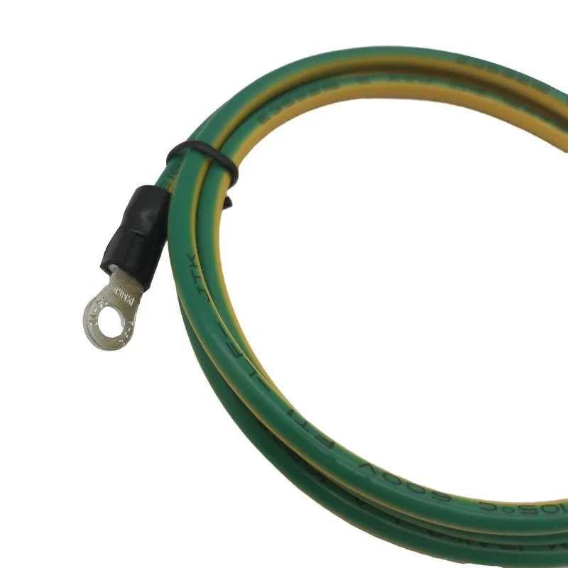 Customized Ground Wire Harness Green Yellow Grounding Wire with Insulated O Ring Terminal