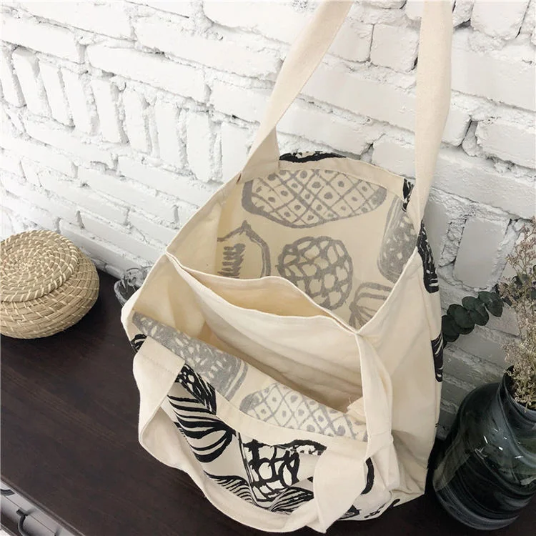 Fashion Casual Printing Lady Handbag Eco Reusable Shopping Bag Large Canvas Tote Bag Foldable Women Shoulder Bags