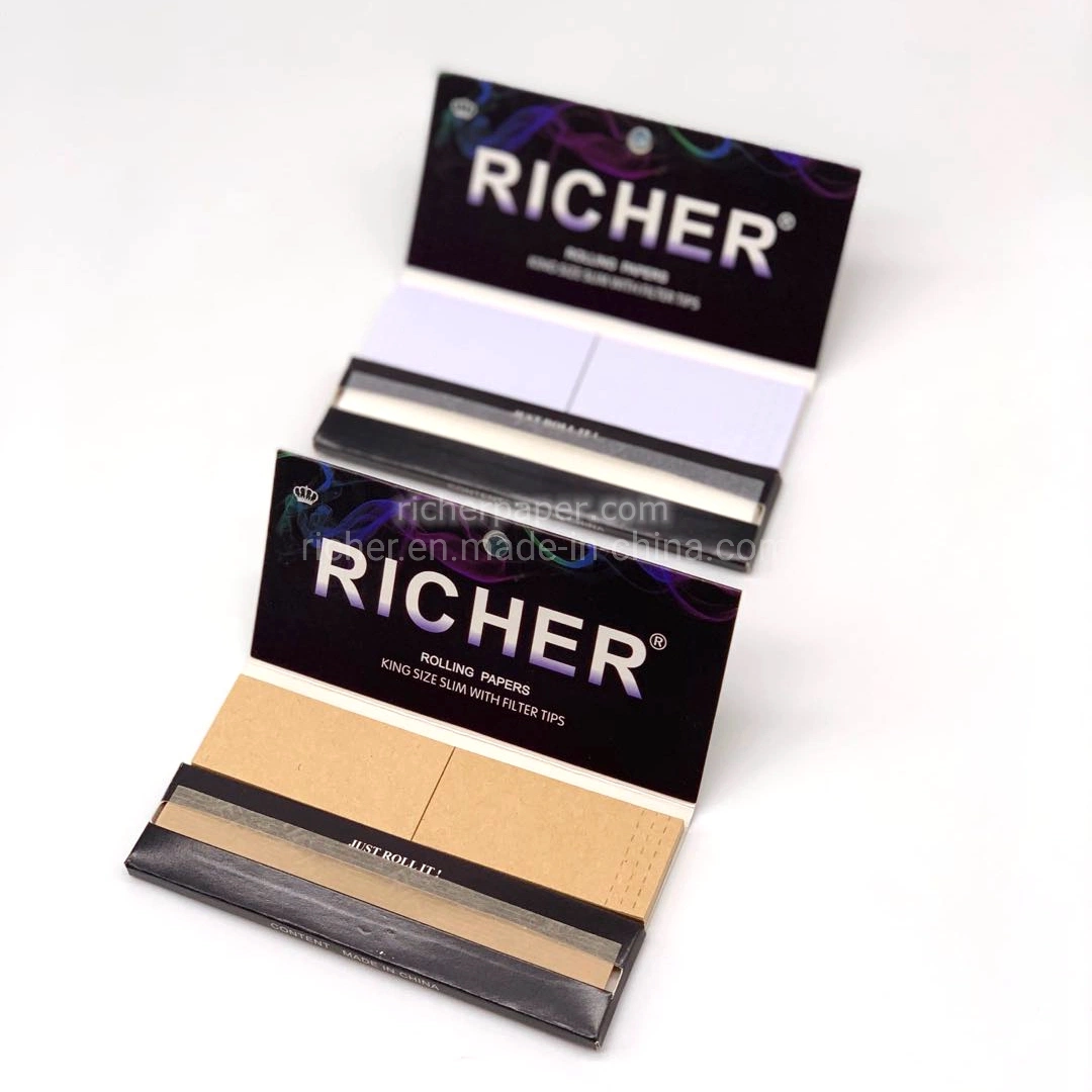 Magnetic Close Kingslim Unbleached Smoking Rolling Paper with Filters