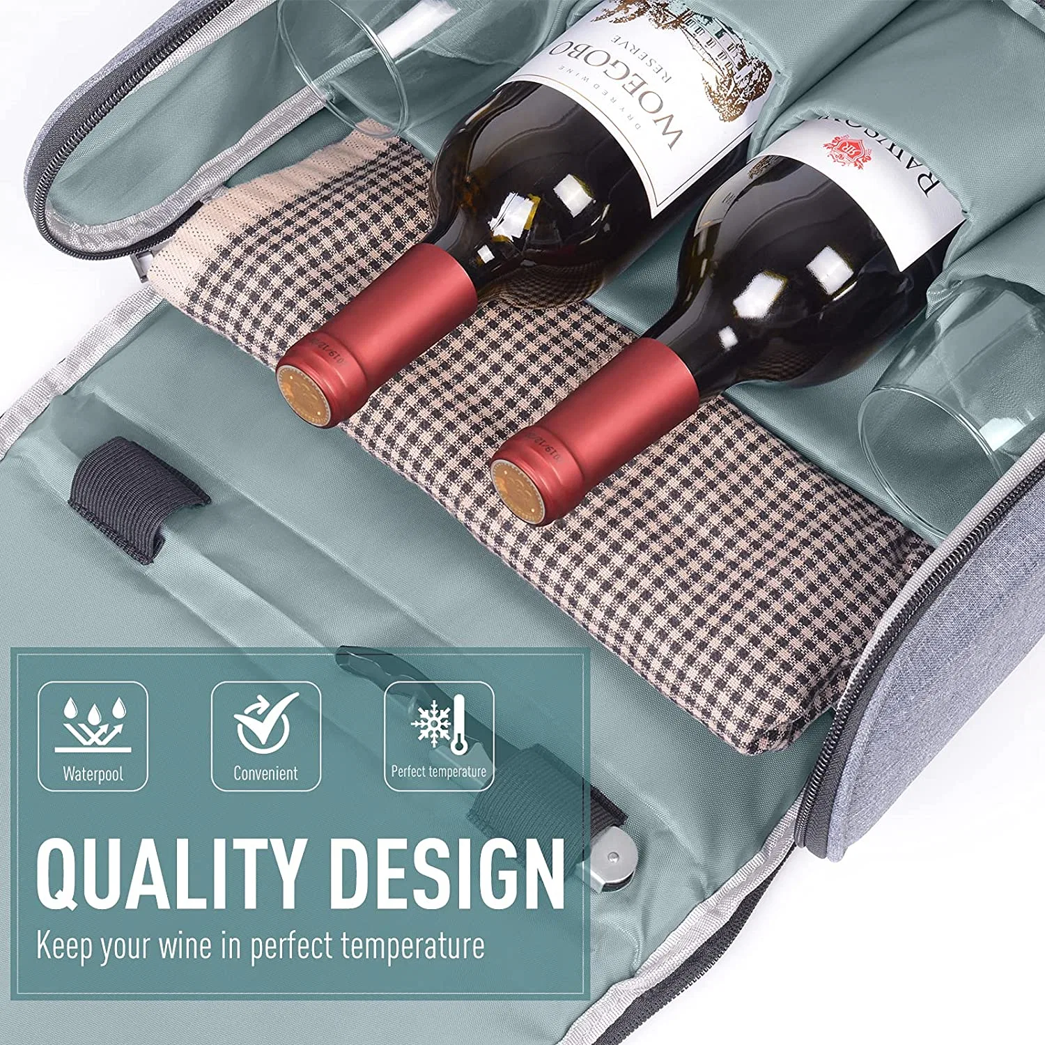 Picnic Cooler Bag for Wine and Food