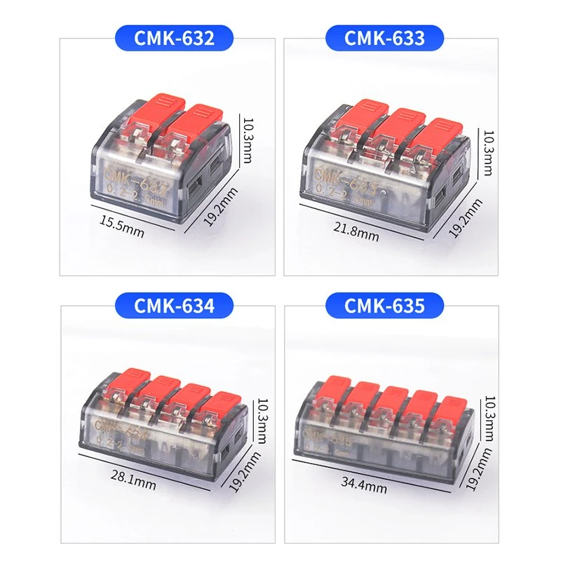 Electrical Compact Spring Push in Wire Terminal Block Splice 2 Pin Lever Connectors for LED