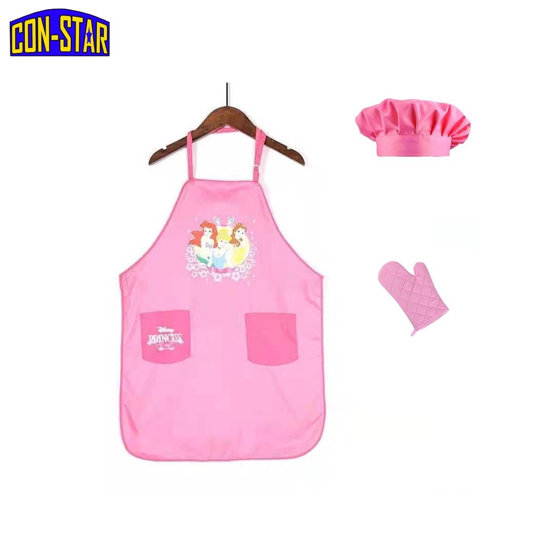 OEM Princess Apron Cotton Kids Toy Apron Hat and Oven Mitts Set BSCI Factory