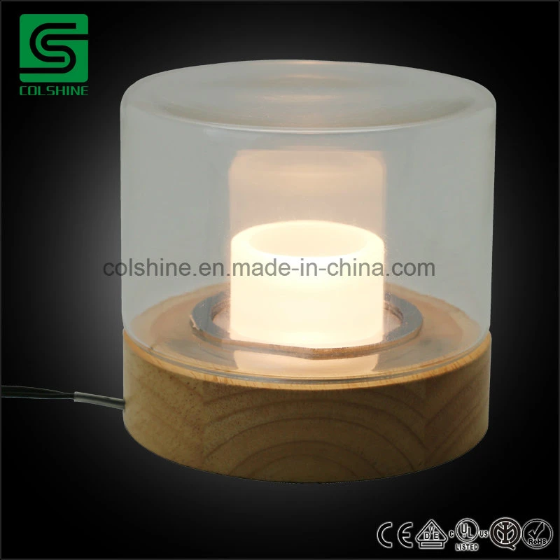 Vintage Dimmable LED Wooden Table Lamp Waterproof Table Light with Touch Switch