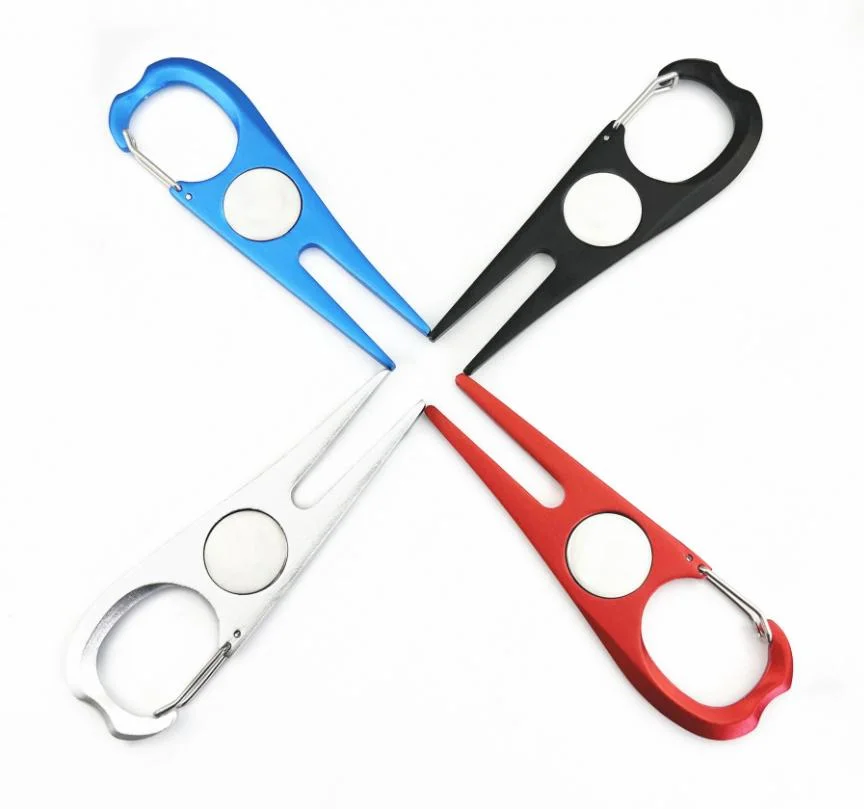 Custom Laser Logo Aluminium Golf Divot Reparatur-Tool mit magnetischen Kugelmarkierung