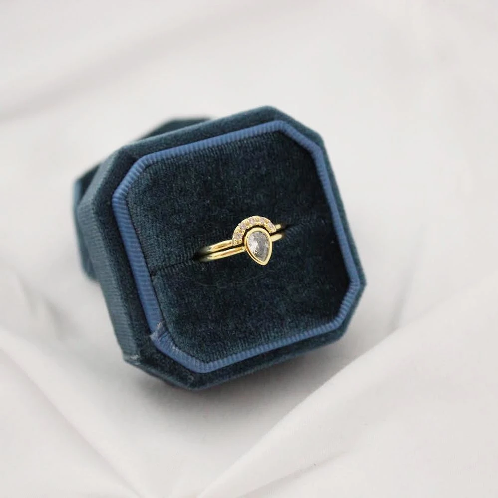 Custom Octagon Jewelry Velvet Ring Packaging Box with Slot