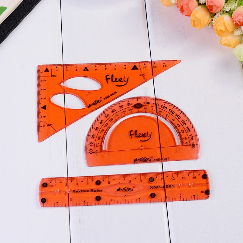 Custom Logo Flexible PVC Professional Math Geometry Ruler Set