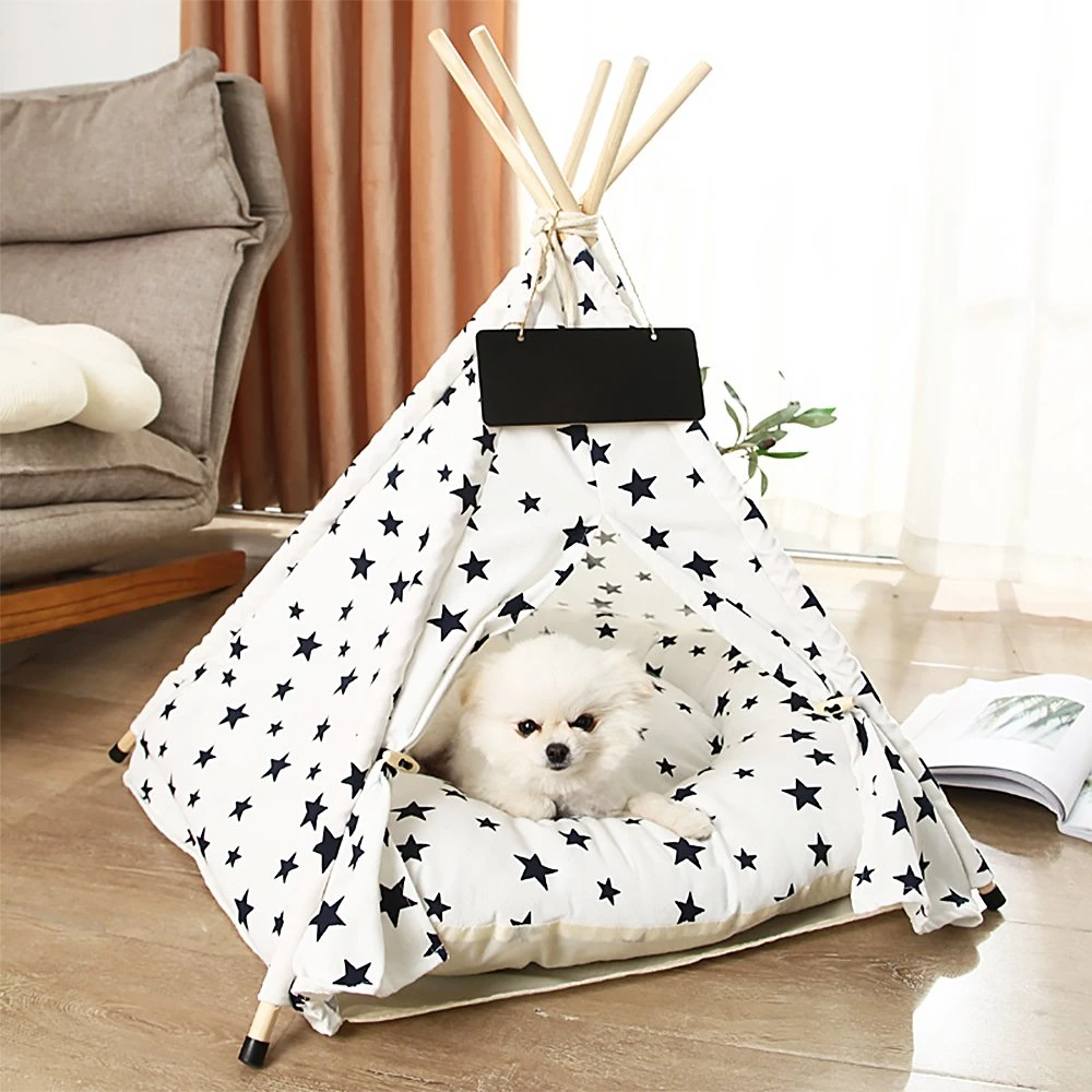 Pet Teepee House Fold Away Pet Tent Furniture Cat Bed with Cushion