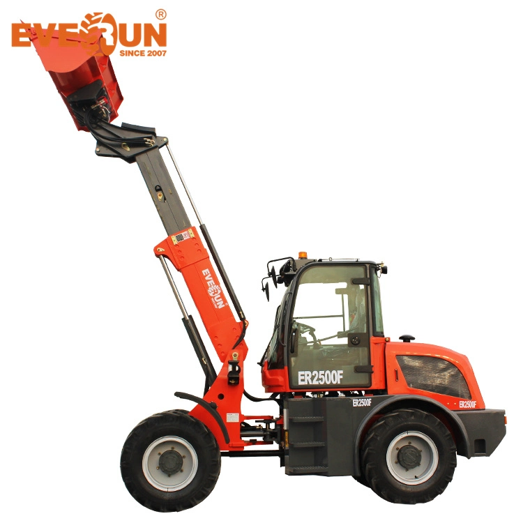 Everun Er2500f Buena Agricultura 2.5 toneladas Cargadora de Ruedas Pequeña Mini Compacta Agrícola con Cucharón Telescópico Equipo de Construcción Maquinaria