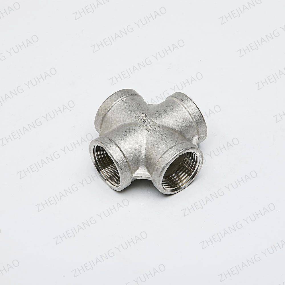 DN15 to DN100 Thread Cross Stainless Steel 304/316L Grade 4 Way Tee