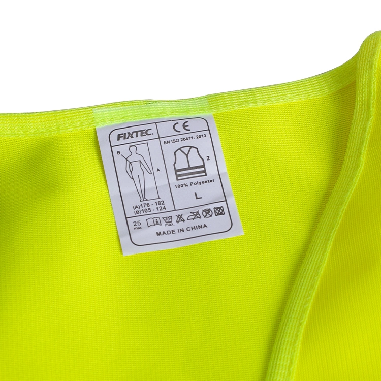 Fixtec CE-Approved to En471 100% Polyester High Visibility Reflective Jacket Safety Vest