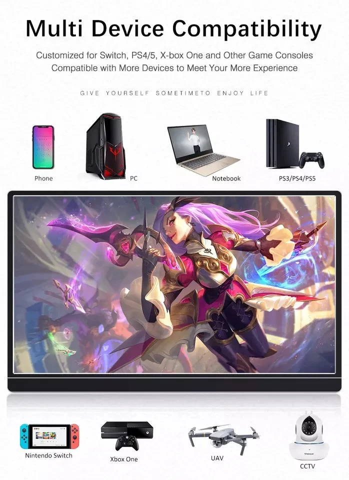 1080P Gaming Monitor PC Hdr Ultra-Slim OEM Available USB Type-C 15.6 Inch IPS Laptop Support HD Input Speaker