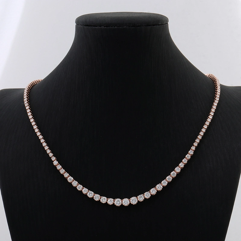 Gargantilla de joyas de lujo Tenis Moissanite collares personalizados de la cadena de 10K 14K de oro macizo de 18K con un degradado de tamaños Moissanite Diamond 7 Ctw