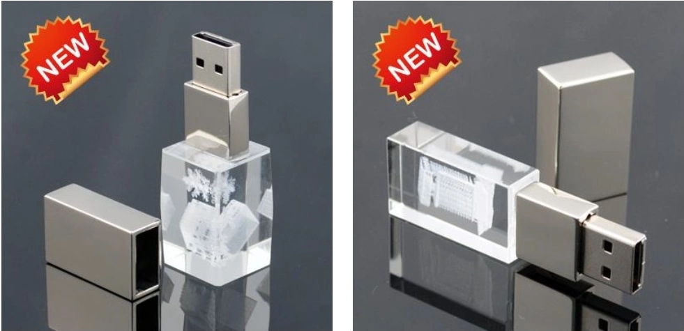 Sorprendente diseño Cristal clásico unidad flash USB con Logo en 3D USB Pen Drive