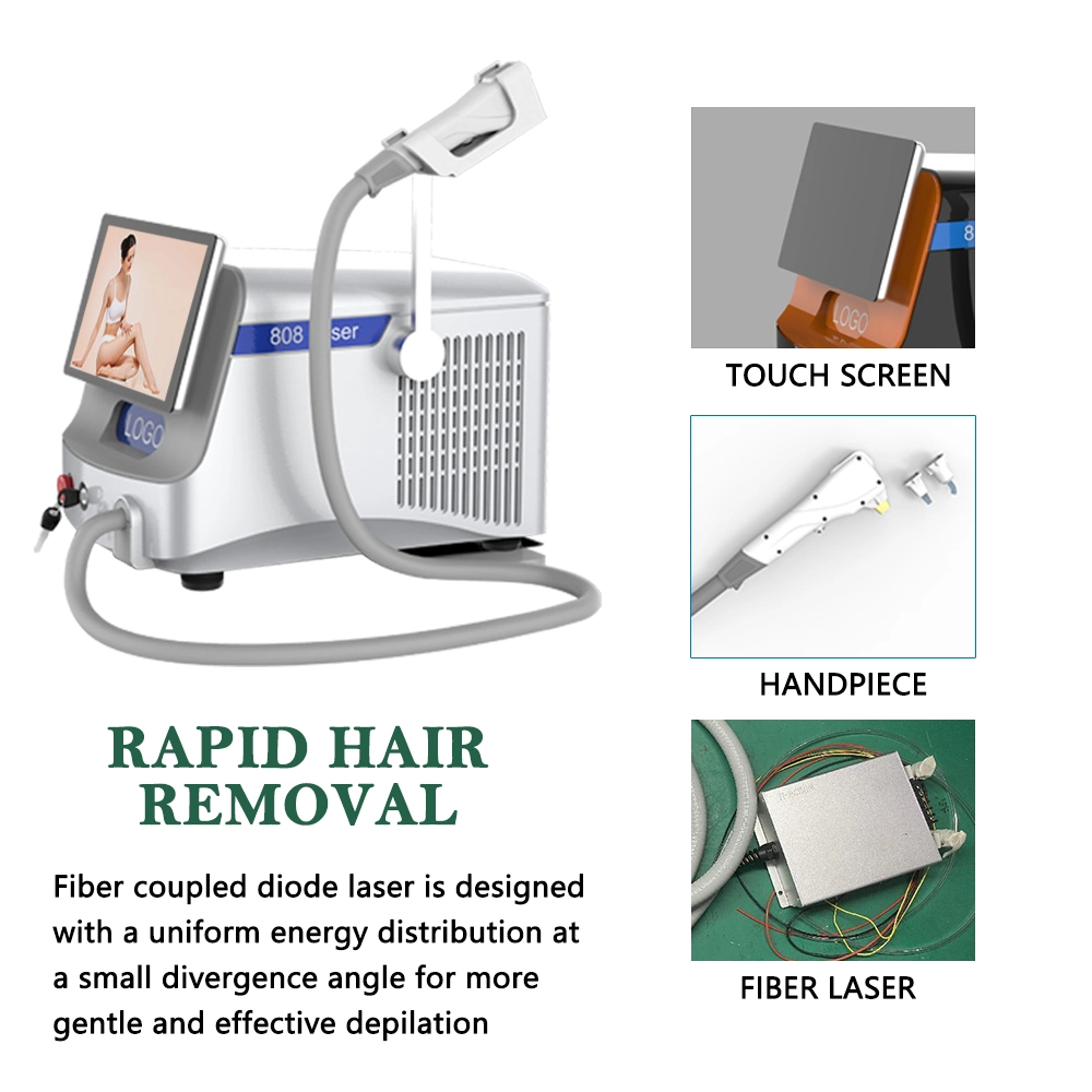 High Power Portable Fiber Coupled No Channel 810 808nm Diode Laser Hair Removal Hair Removal System