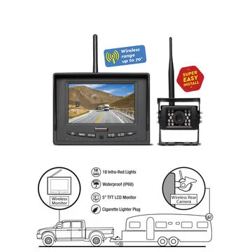 Wireless 5"/camión/grúa elevadora Vista trasera del coche/Sistema de cámaras de CCTV