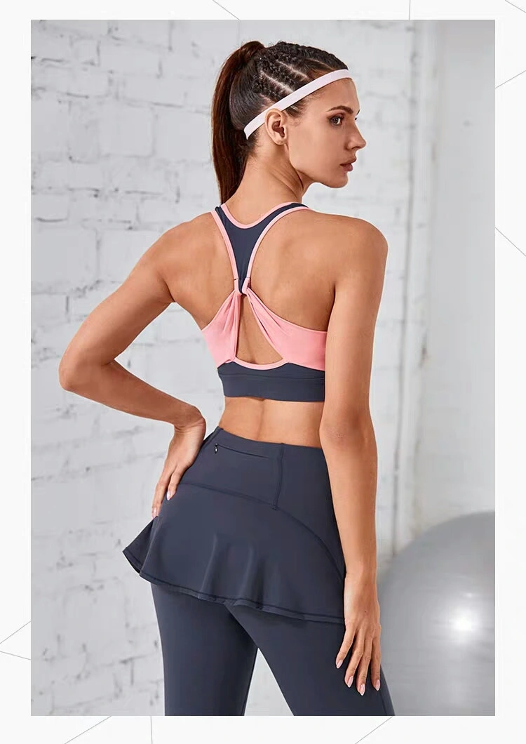 Custom Pink/Blue Womens Bras Contrast Mesh Gym Tops Sports Bra Lingerie