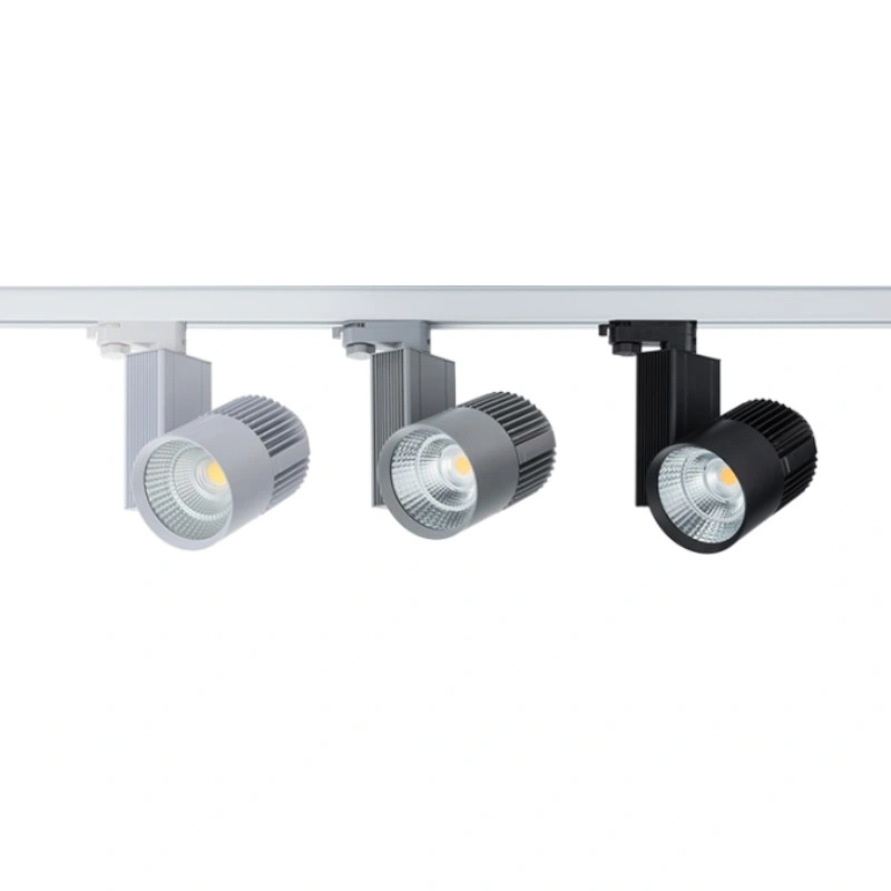 Projecteur LED commercial monté sur rail, type 30W, plafond SPOT LED À tête mobile réglable COB réglable