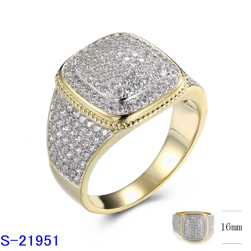 925 Sterling Silver Hip Hop Pop Jewelry Micro Pave Cubic Zirconia Stone Ring for Men