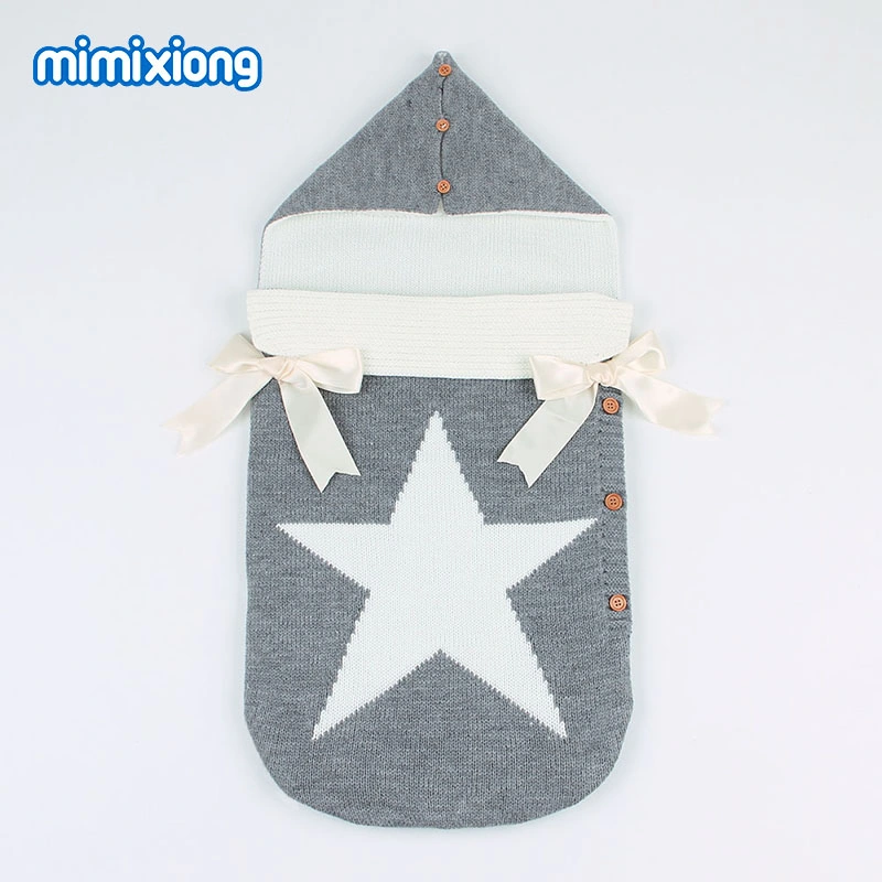 Saco de dormir recém-nascido padrão Star Ribbon Baby dormir tricotado Snack