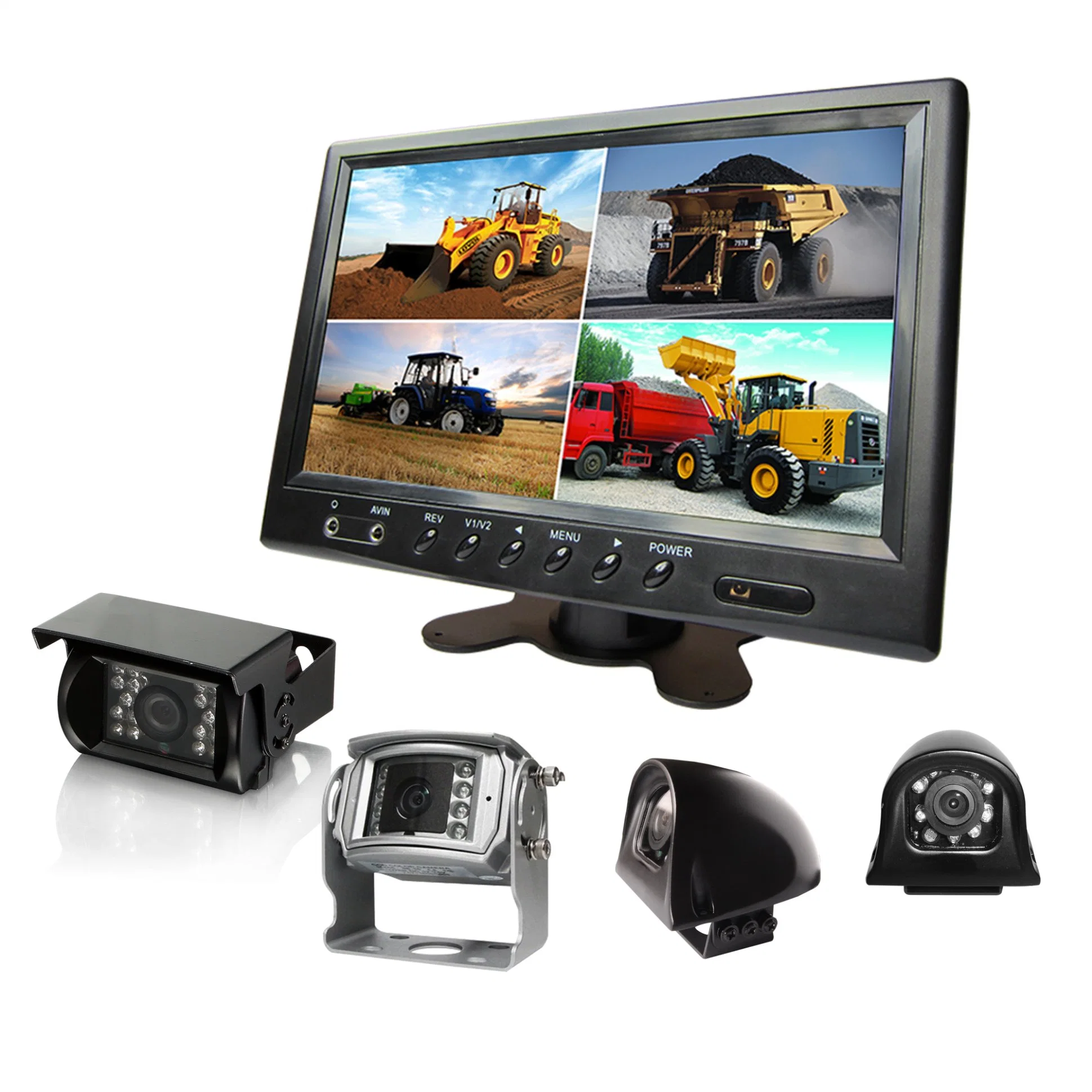 9 pouces moniteur rétroviseur 4CH Quad voiture caméra de sauvegarde de marche arrière