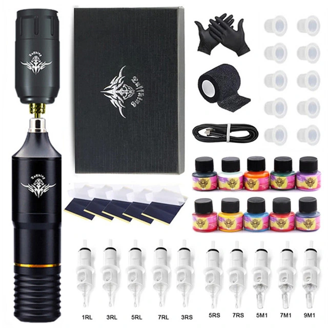 Rotary Tattoo Pen Machine Kit with Wireless Battery Power Permanent Makeup Tattoo Gun Set Supply