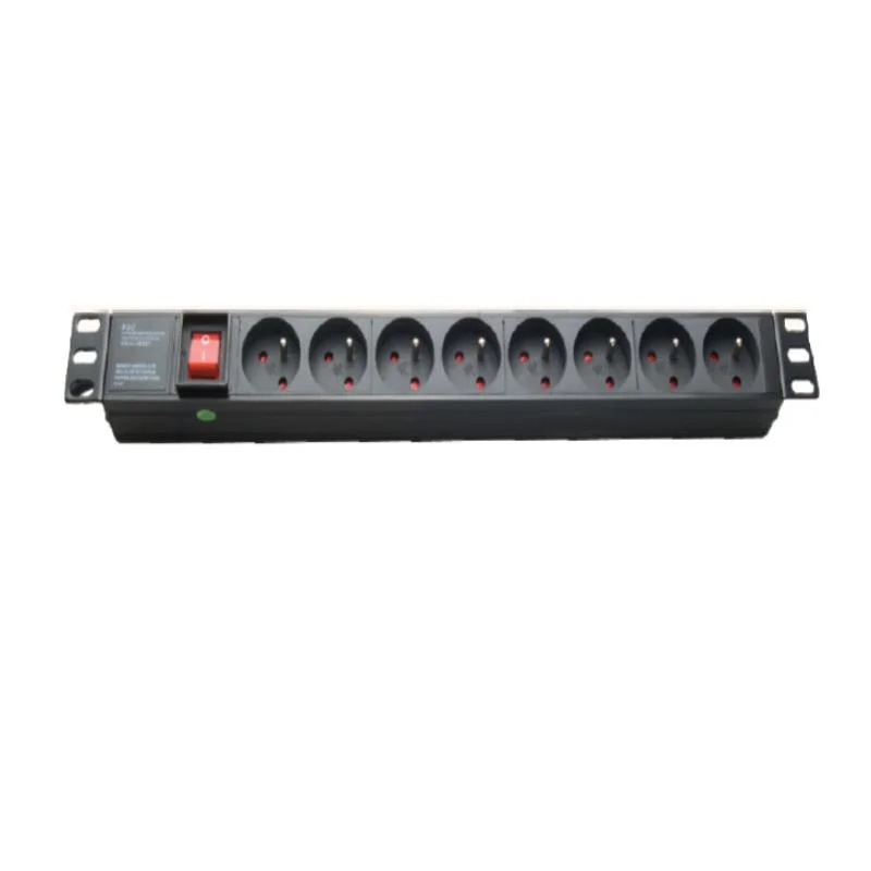 2u French Style PDU Factory with 8 Ports Sockets & Switch, Surge Protection for Data Center