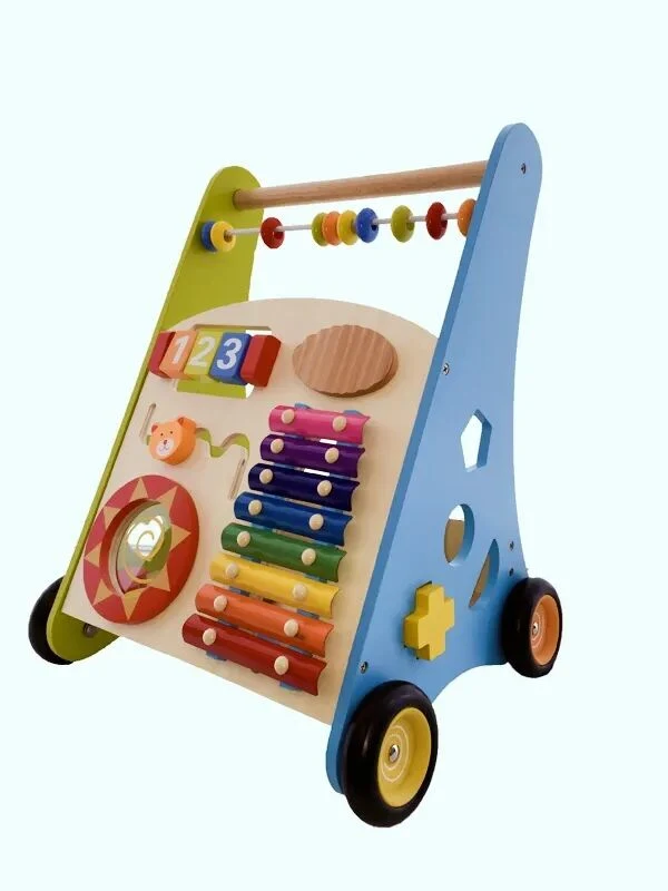 Wooden Baby Learning Walker Toddler Toys Push and Pull Car Activity Center