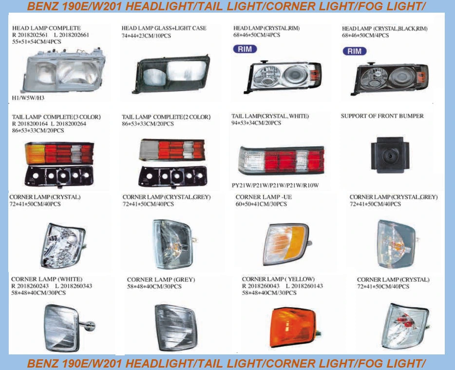 Benz 190 faro/luz trasera/luz de la esquina de la luz antiniebla//R/2018202561 2018200164 2018202661 L/R/L/R 2018200264 2018200264 2018200164L//	R2018260243 L/ 2018260343/.