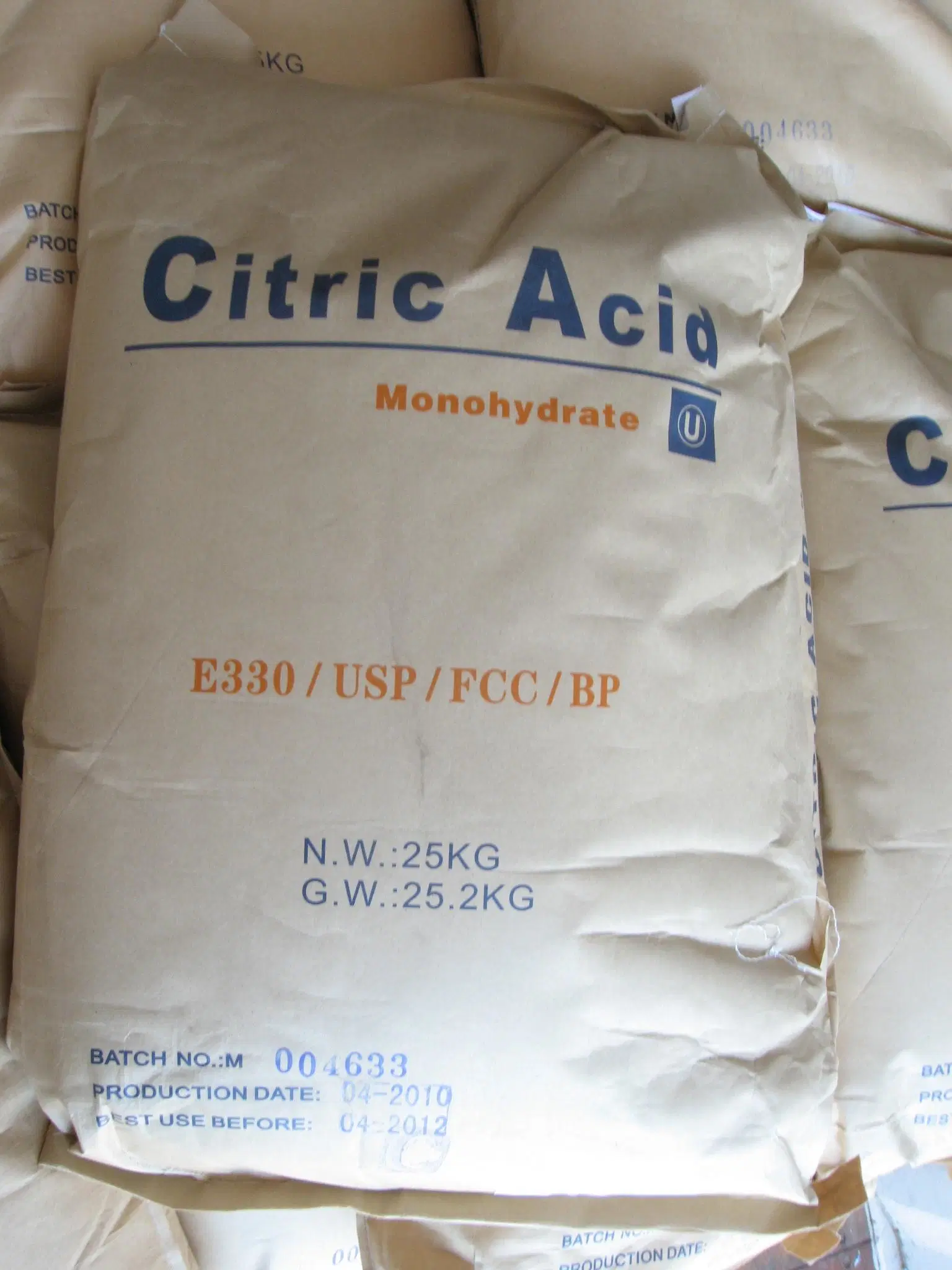 Ingredientes aditivos alimentares de fábrica Citrato de sódio de cristal branco/ácido cítrico Monohidratado/ácido cítrico anidro