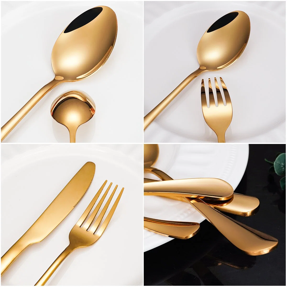 Hot Sale Gold Besteck Gift with Box Kitchen Restaurant Mirror Metal Wedding Stainless Steel 24PCS Cutlery Set