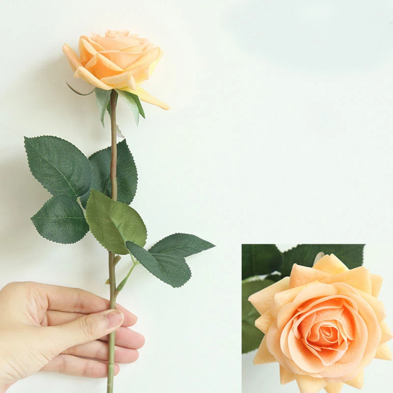 Wedding Decoration Flannel Dye Silk Artificial Plastic Flower Rose Artificial Flower