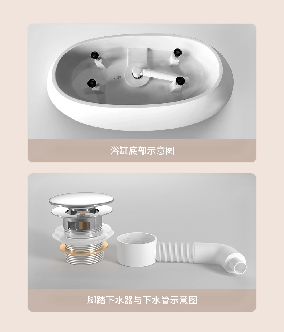 China Supply New Design Badewanne Sanitärkeramik Moderne Ellipse Freistehend Badewanne Acryl Badewanne Dx208