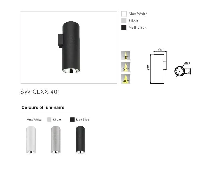 Aluminio moderna 10W LED 15W luz colgante para el Hotel