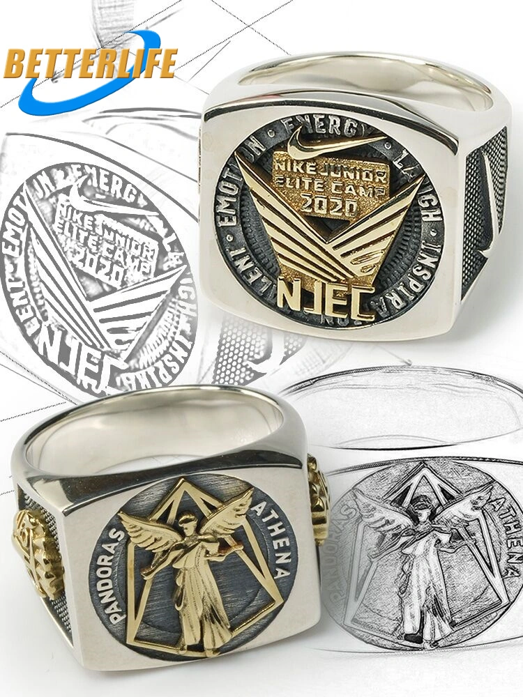 Customized Sports 3D Competition League Basketball Football Championship Graduation Ring Fashion Jewelry for College Graduation Gift