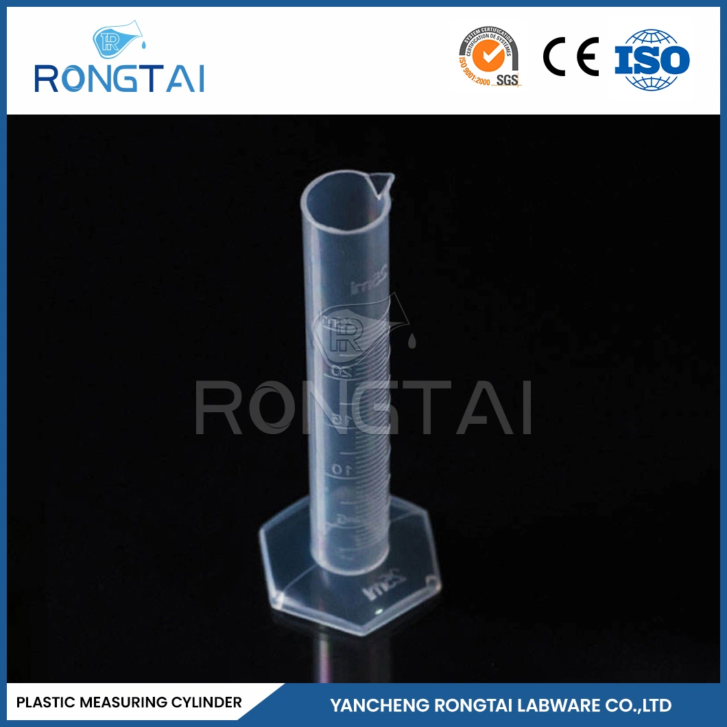 Laboratorio formal de Rongtai Fabricación de plasticware PP cilindro de medición vidrio 1000ml China 1000ml 2000ml cilindro graduado de plástico transparente