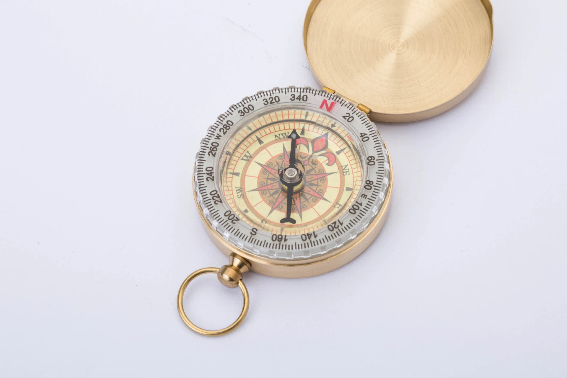 Portable Camping Hiking Pocket Brass Copper Navigation Gold Luminous Compass Ci16619