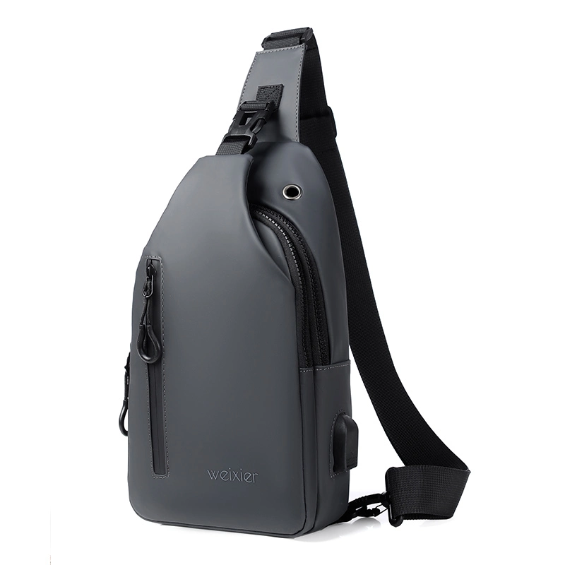 Weixier أزياء جديدة الرجال غير رسمية الكتف USB الشحن الوسائد مقاومة للماء حقيبة تنقل MAN Crossbody مزودة بقارّ سماعة الأذن