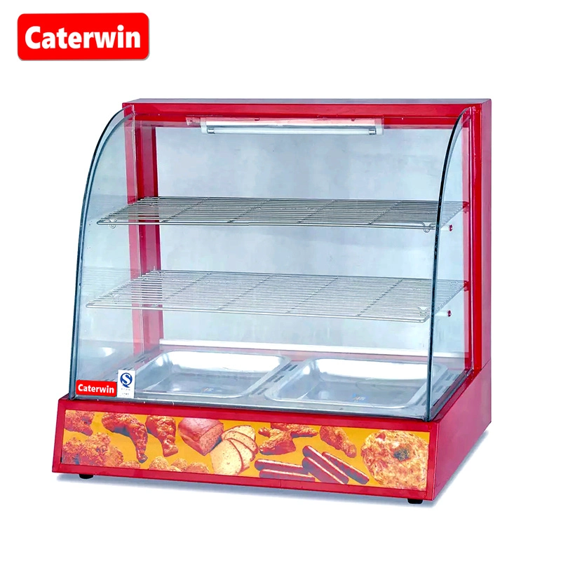 Caterwin Restaurant Equipment Kitchen Cabinet 3 Layer Bakery Bread Food Warmer Display Curved Glass Warming Showcase