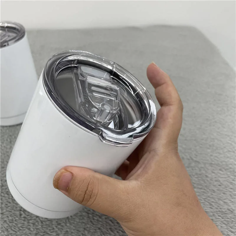 Sublimación en blanco Thermos Doble pared 10oz Blanco Acero inoxidable a prueba de fugas Tapa recta Lowball taza vaso vaso de ventosa vasos