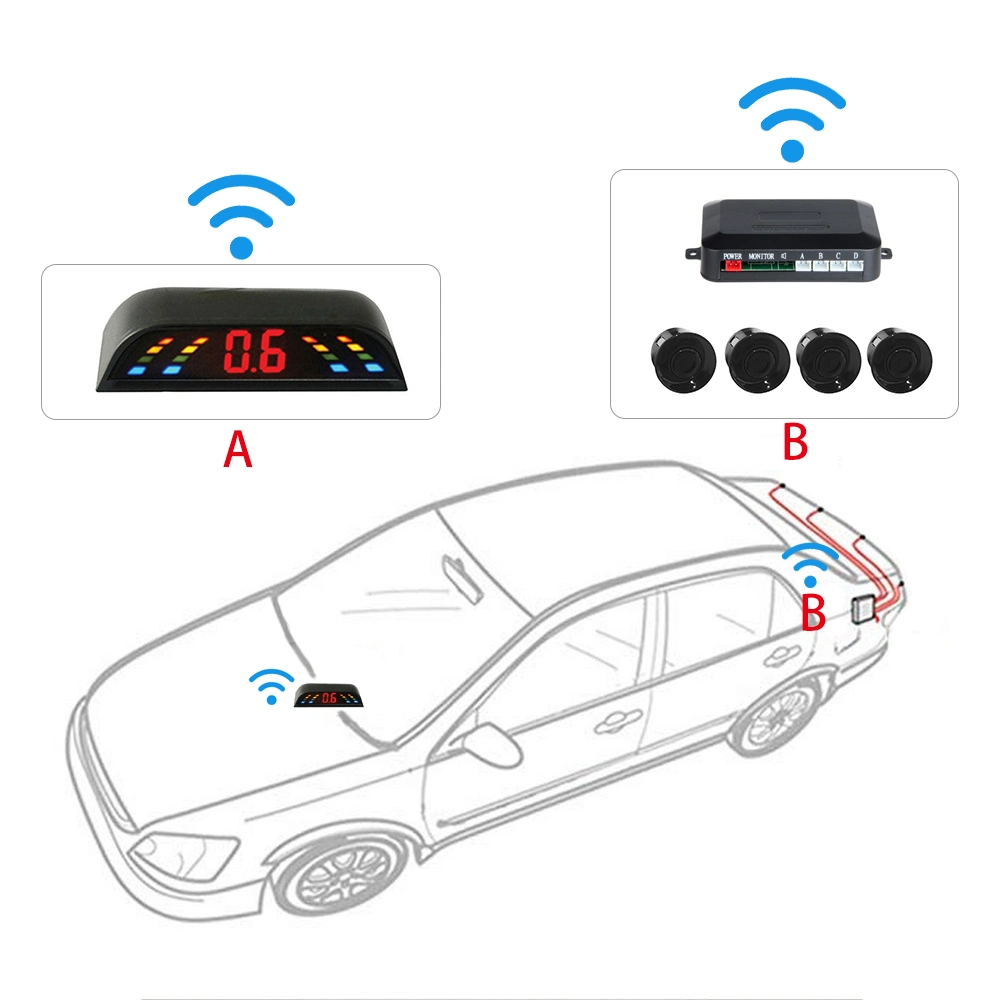 Radar inalámbrico de alta calidad pantalla LED sensor de estacionamiento coche de marcha atrás