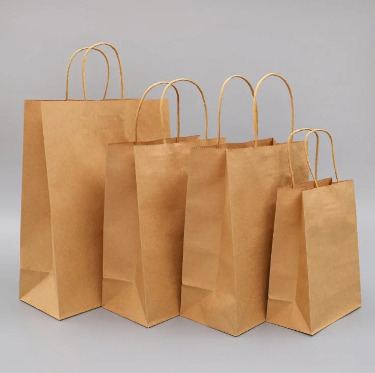 Umweltfreundliche prägnante Stil benutzerdefinierte Plain Kraftpapier Verpackung Tasche für Verpackung/Einkaufen/Kleidung