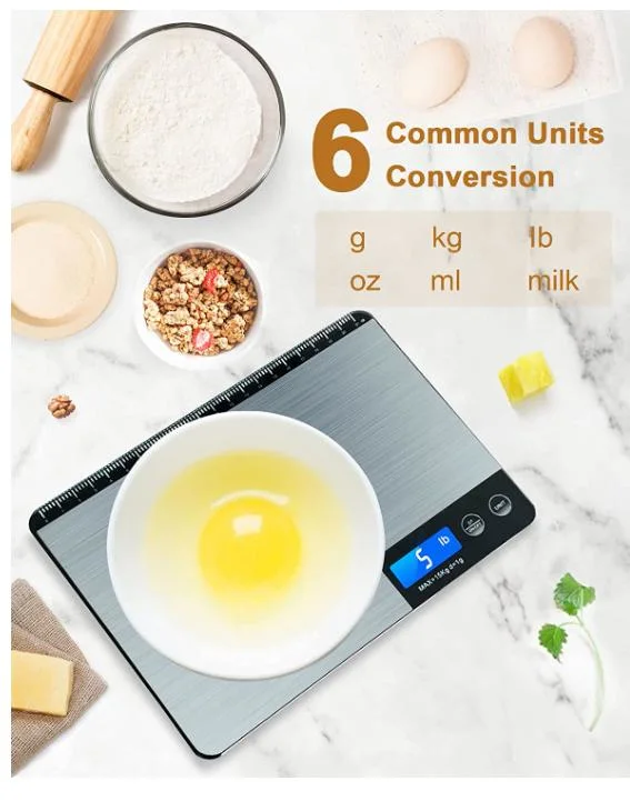 15kg 1g Stainless Steel Kitchen Scale with Backlight