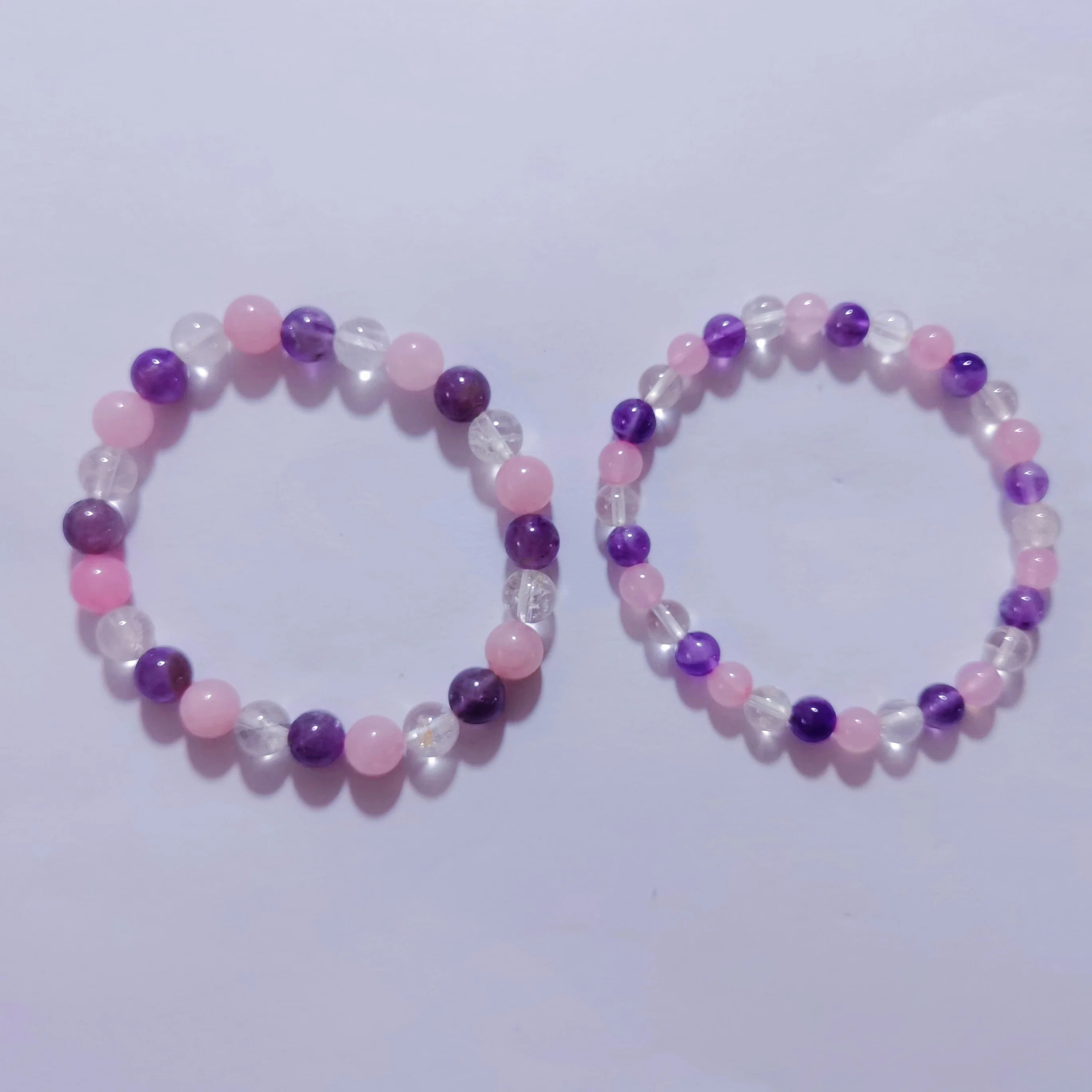 Semi Precious Stone Natural 6mm 8mm Crystal Rose Quarts Amethyst Bracelet Charming Bracelet Jewelry