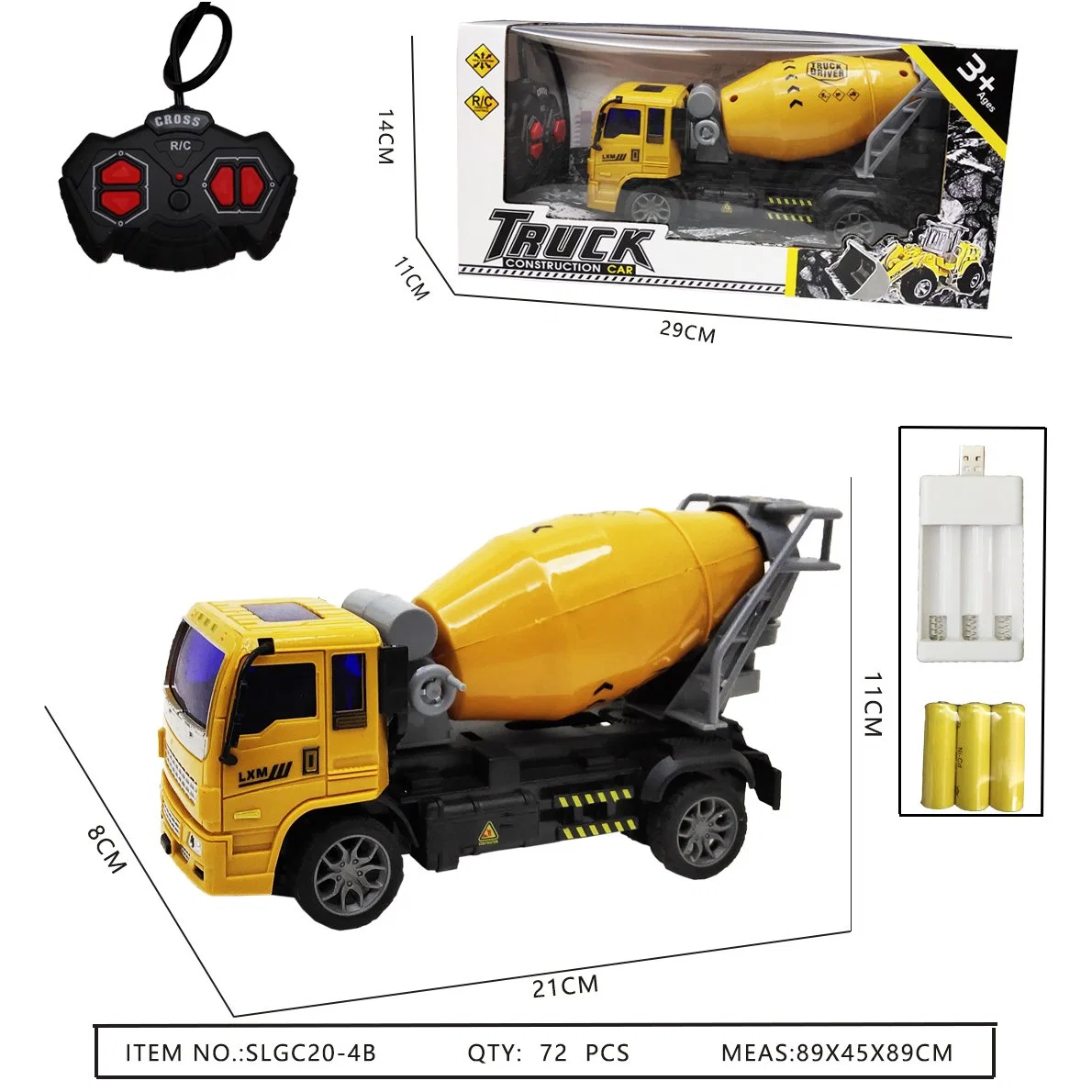 210 Four-Way Remote Control Engineering Crane Mixer Remote Control Car Toy 4channel Engineer Car