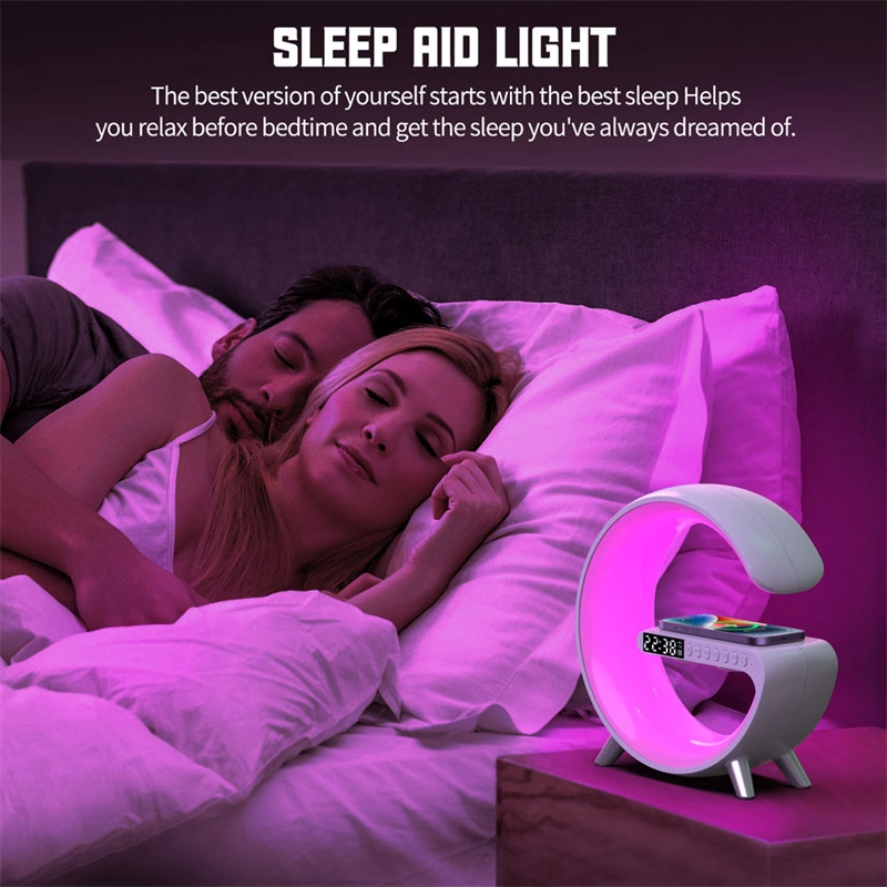 Smart LED Night Light APP Control RGB Atmosphere Desktop Lamp Wireless Charger Alarm Clock Speaker LED Lamp for Kids Room Decor Lighting